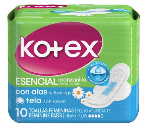 toallas kotex esencial manzanilla 10 unid