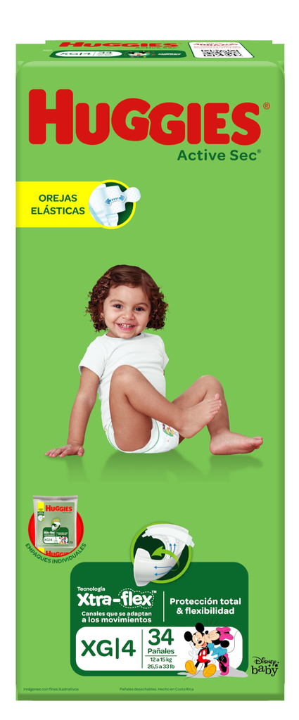 huggies active sec mega singlepack paso 4 paq.