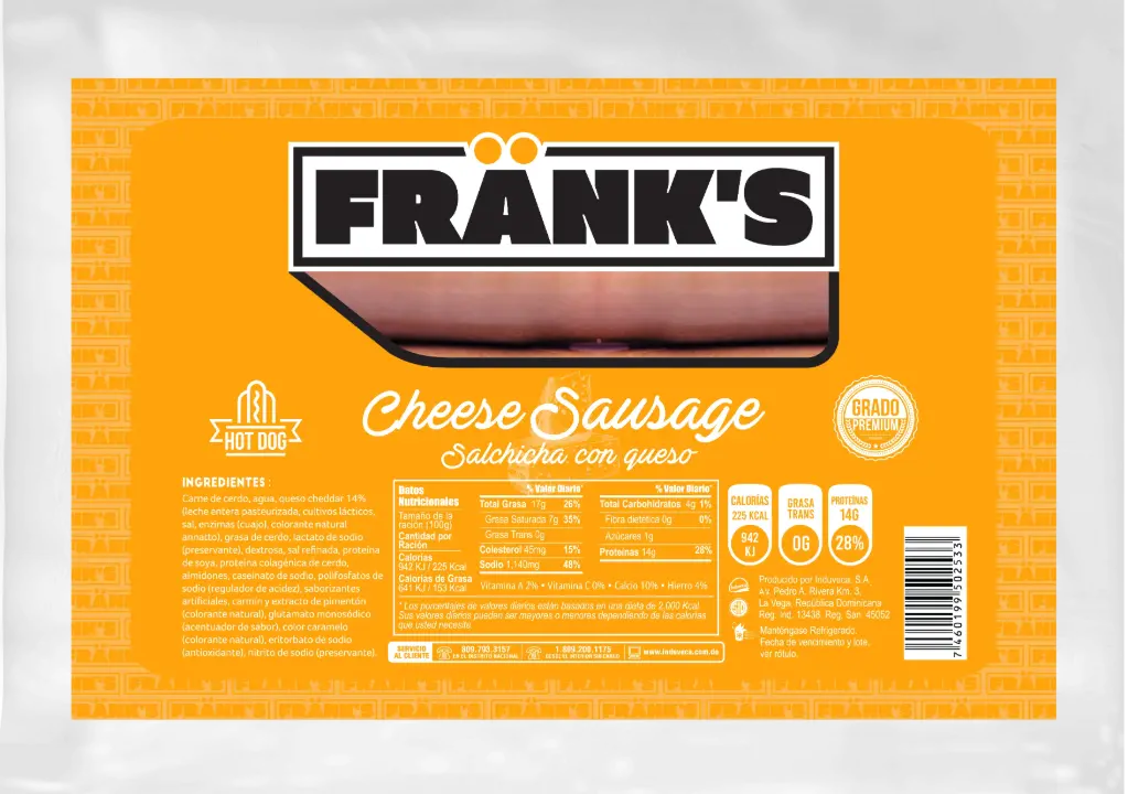 Salchicha frank's Chesse 10 und