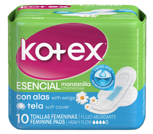 [4169] toallas kotex esencial manzanilla 10 unid